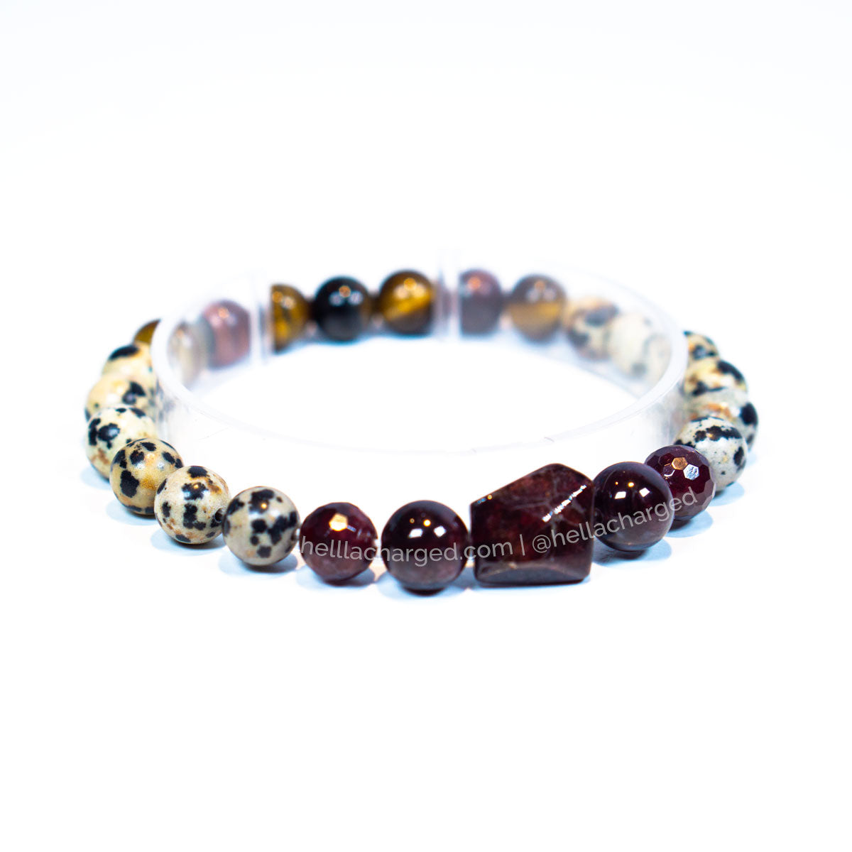 Garnet / Rainbow Tiger's Eye Bracelet - Ethically Made Sustainable Vegan Candles, Jewelry & More | Hella Charged & LIT