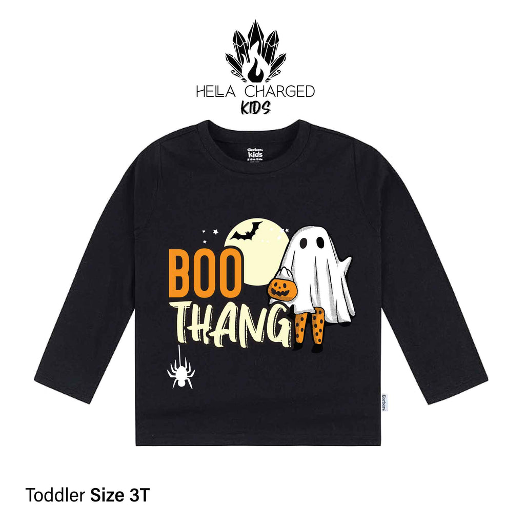 Boo Thang - Toddler Long Sleeve Tee - Hella Charged & LIT | Ethically Made Sustainable Vegan Candles, Jewelry & More 