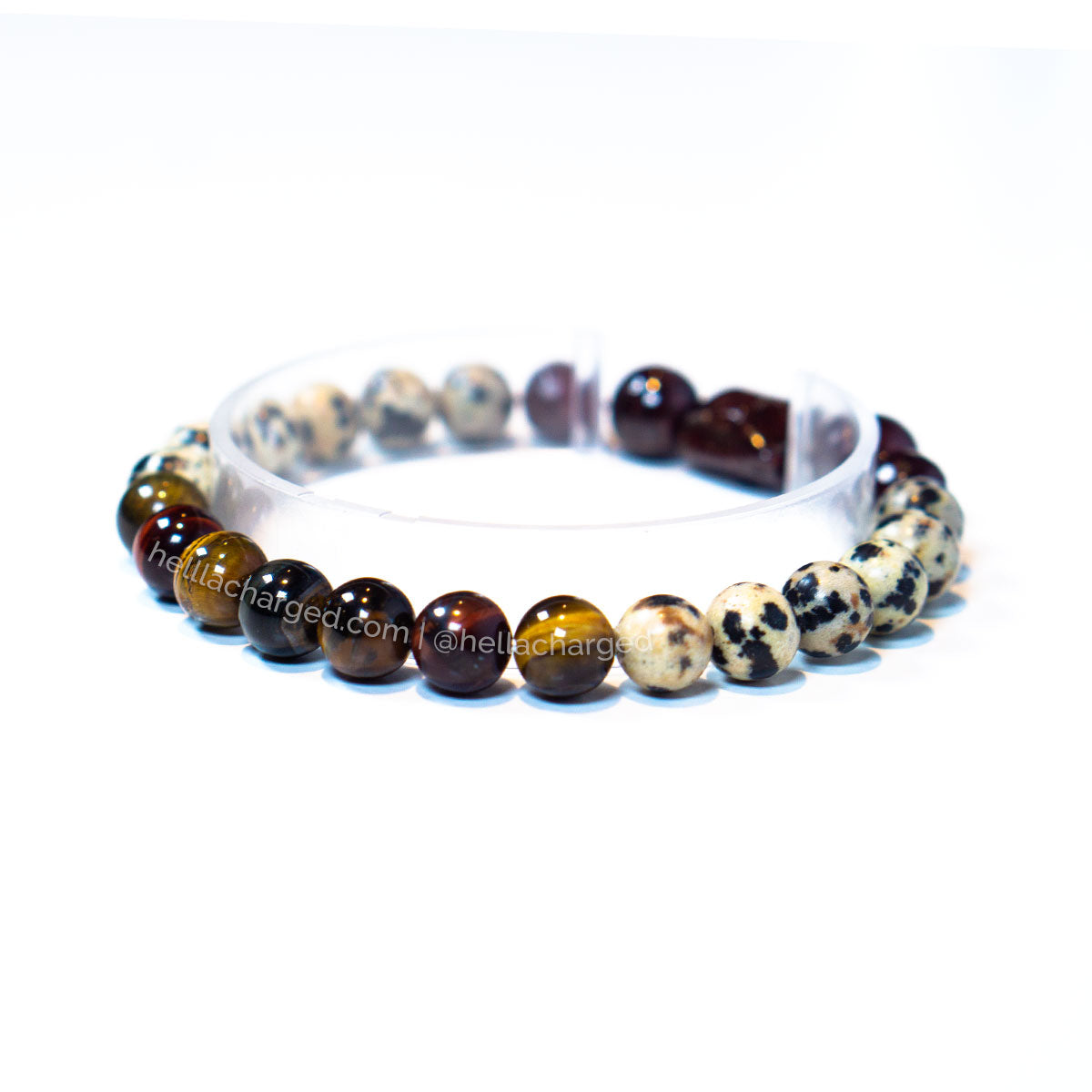 Garnet / Rainbow Tiger's Eye Bracelet - Ethically Made Sustainable Vegan Candles, Jewelry & More | Hella Charged & LIT 