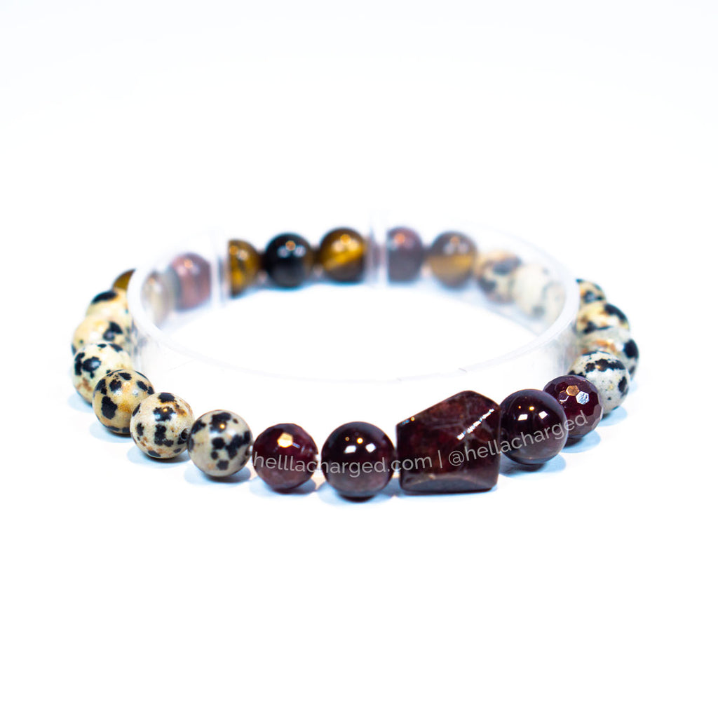 Garnet / Rainbow Tiger's Eye Bracelet - Ethically Made Sustainable Vegan Candles, Jewelry & More | Hella Charged & LIT 
